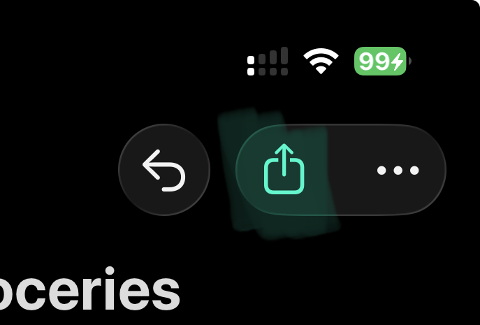 Tap the share button at the top of the Apple Notes screen
