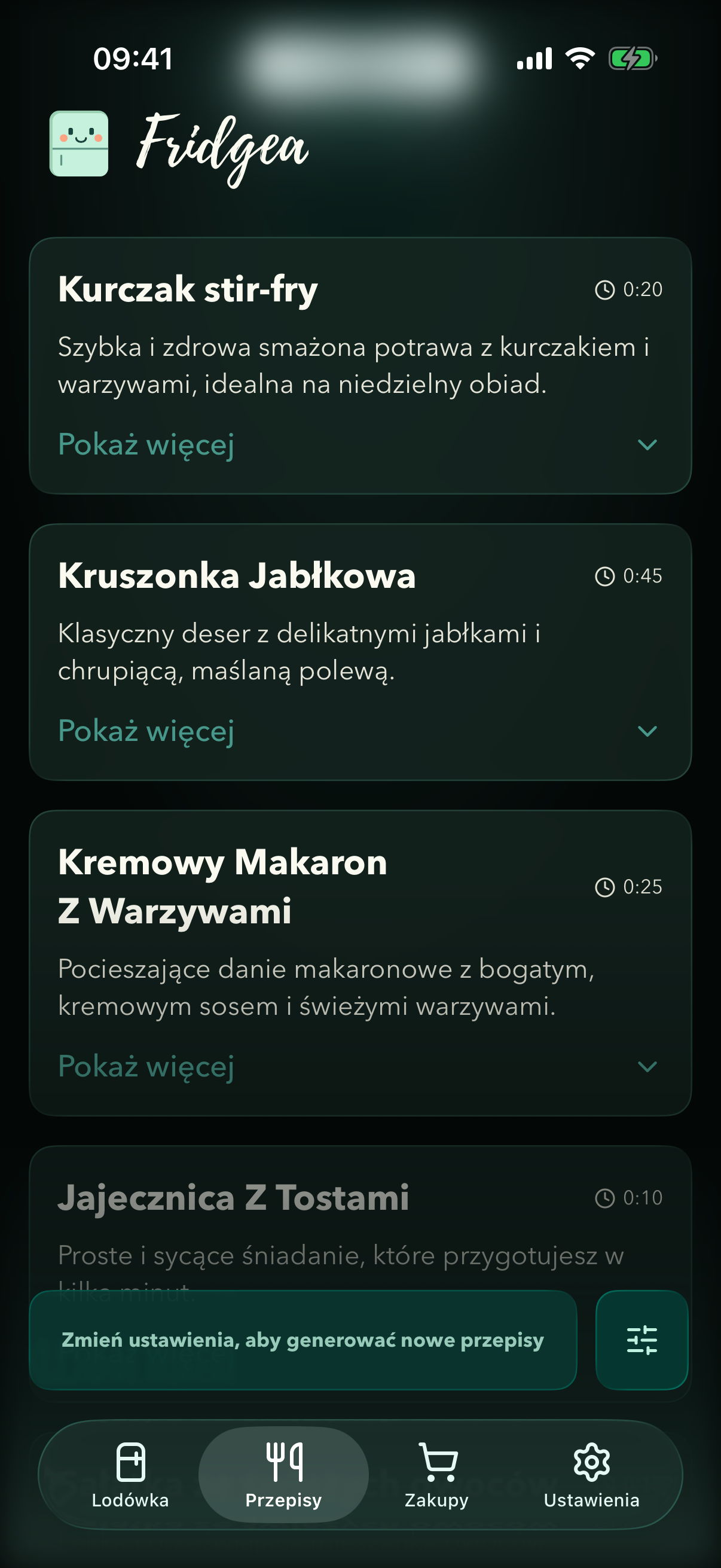 Fridgea proponuje przepisy z aktualnej zawartości lodówki