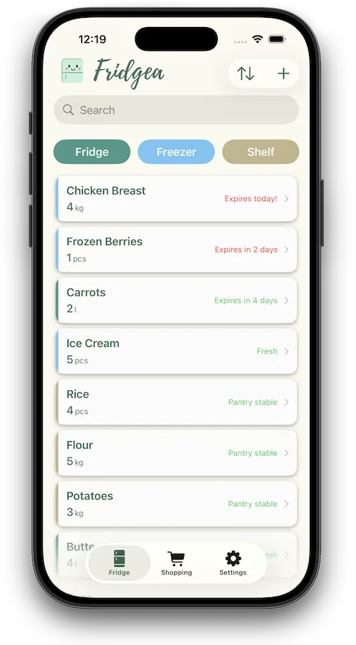 Fridgea App Screenshot